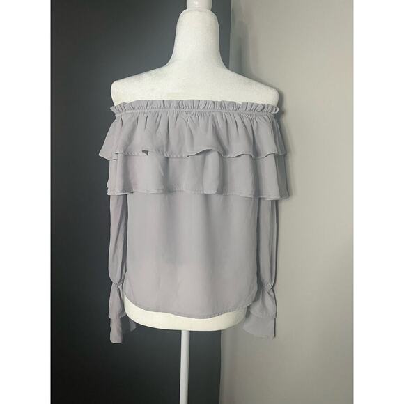 Pink Lily Woman’s Romantic Long Sleeve Ruffled Off The Shoulder Blouse- Size S - Picture 3 of 9